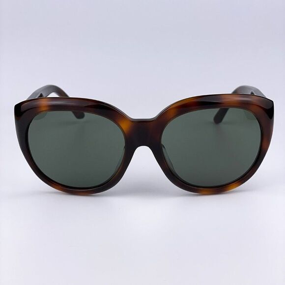 NEW CELINE CL40071F 56N Dark Havana Green Round Women Sunglasses - Picture 1 of 11